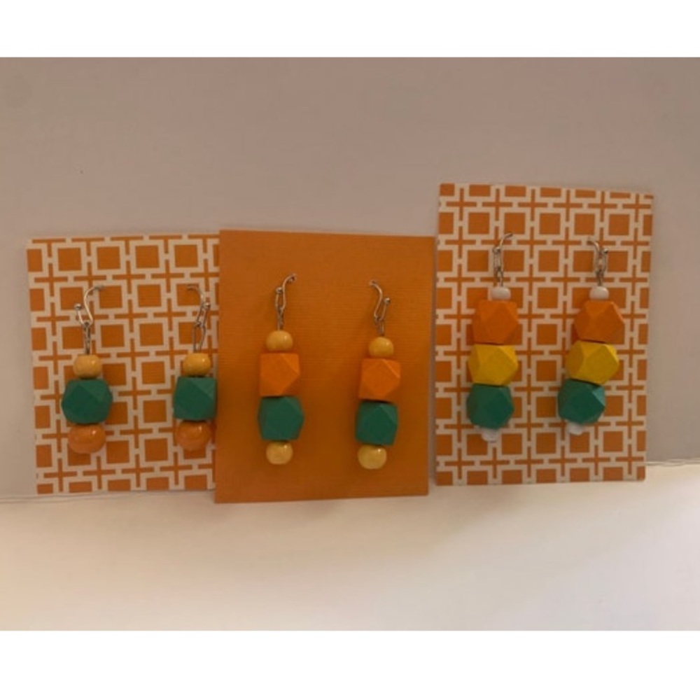 Handmade wooden bead earrings